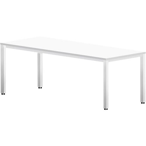 Schreibtisch Bexxstar, Rechteck, 4-Fuß Quadratrohr, B 2000 x T 1000 x H 740 mm, weiß/chromsilber