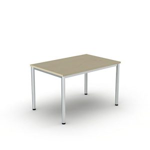 Schreibtisch Bexxstar, Rechteck, 4-Fuß Rundrohr, B 1200 x T 800 x H 740 mm, Ahorn/chromsilber