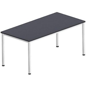 Schreibtisch Bexxstar, Rechteck, 4-Fuß Rundrohr, B 1600 x T 800 x H 740 mm, schwarz/chromsilber