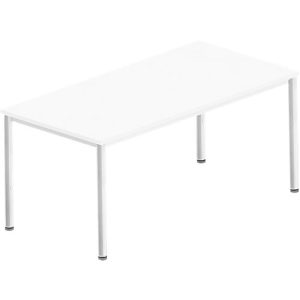 Schreibtisch Bexxstar, Rechteck, 4-Fuß Rundrohr, B 1600 x T 800 x H 740 mm, weiß/chromsilber