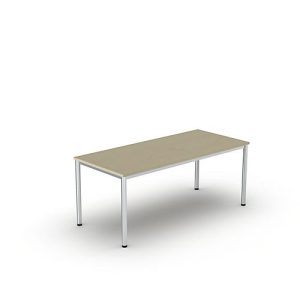 Schreibtisch Bexxstar, Rechteck, 4-Fuß Rundrohr, B 1800 x T 800 x H 740 mm, Ahorn/chromsilber