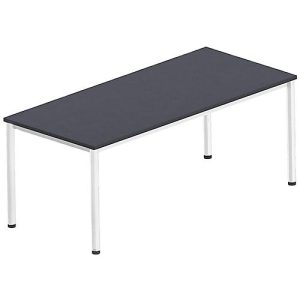 Schreibtisch Bexxstar, Rechteck, 4-Fuß Rundrohr, B 1800 x T 800 x H 740 mm, schwarz/chromsilber