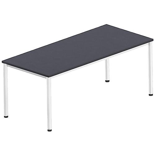 Schreibtisch Bexxstar, Rechteck, 4-Fuß Rundrohr, B 1800 x T 800 x H 740 mm, schwarz/chromsilber