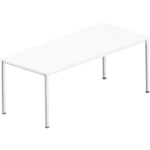 Schreibtisch Bexxstar, Rechteck, 4-Fuß Rundrohr, B 1800 x T 800 x H 740 mm, weiß/chromsilber