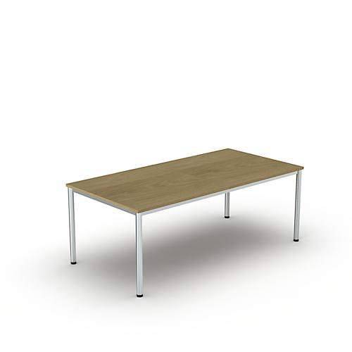 Schreibtisch Bexxstar, Rechteck, 4-Fuß Rundrohr, B 2000 x T 1000 x H 740 mm, Eiche/chromsilber