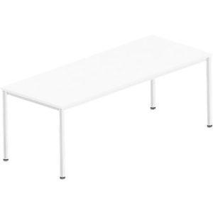 Schreibtisch Bexxstar, Rechteck, 4-Fuß Rundrohr, B 2000 x T 1000 x H 740 mm, weiß/chromsilber