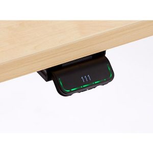 Schreibtisch, elektrisch höhenverstellbar, T-Fuß, B 1600 x T 800 x H 620-1270 mm, Ahorn/weißaluminium + Memoryschalter
