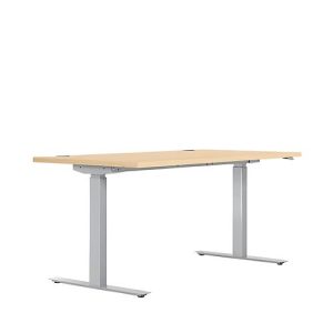Schreibtisch ERGO DRIVE ED 470, elektrisch höhenverstellbar, Rechteck, T-Fuß, B 1600 x T 800 x H 692-1147 mm, Ahorn/lichtgrau