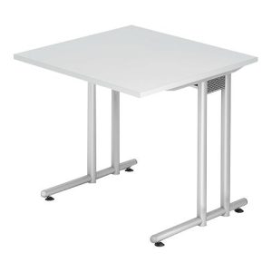 Schreibtisch JENA, C-Fuß, Rechteck, B 800 x T 800 x H 720 mm, Gestell alusilber, lichtgrau