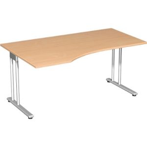 Schreibtisch mit Ansatz PALENQUE, C-fuß, Freiform, links, B 1800 x T 1000/800 x H 720 mm, Buche-Dekor