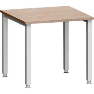 Schreibtisch MODENA FLEX, Quadrat, 4-Fuß Quadratrohr, B 800 x T 800 x H 720-820 mm, Eiche/weißaluminium