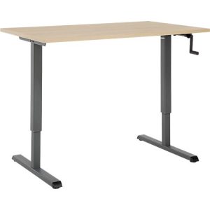Schreibtisch Multiflex, manuell höhenverstellbar mit Kurbel, B 1200 x T 800 x H 700-1180 mm, Eiche/anthrazit