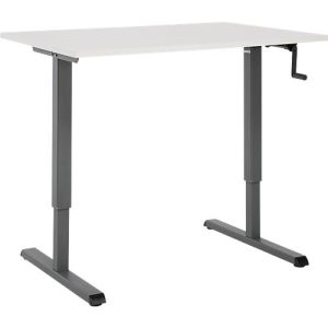 Schreibtisch Multiflex, manuell höhenverstellbar mit Kurbel, B 800 x T 800 x H 700-1180 mm, lichtgrau/anthrazit