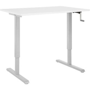 Schreibtisch Multiflex, manuell höhenverstellbar mit Kurbel, B 800 x T 800 x H 700-1180 mm, weiß/weißalu