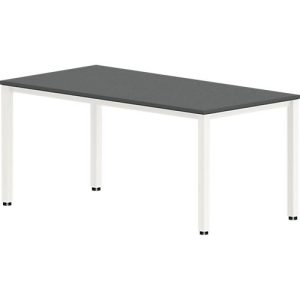 Schreibtisch NEVADA, 4-Fuß, Rechteck, Quadratrohr, B 1600 x T 800 x H 740 mm, dunkelgrau/weiß