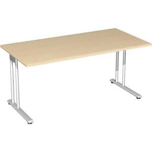 Schreibtisch PALENQUE, C-Fuß, Rechteck, B 1600 x T 800 x H 680-820 mm, Ahorn