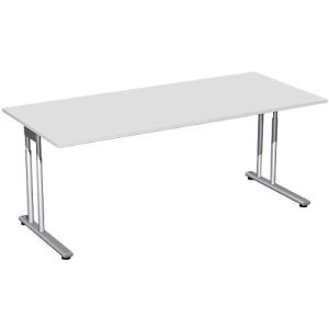 Schreibtisch PALENQUE, C-Fuß, Rechteck, B 1800 x T 800 x H 680-820 mm, lichtgrau