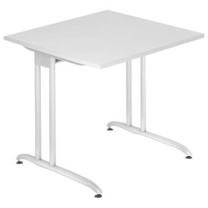 Schreibtisch TARA, C-Fuß, Rechteck, B 800 x T 800 x H 720 mm, lichtgrau