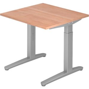 Schreibtisch TOPAS LINE, manuell höheneinstellbar, B 800 mm, Nussbaum/silber/silber