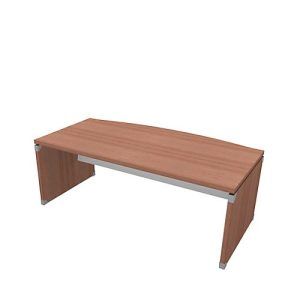Schreibtisch X-TIME-WORK, Wange, Rundbogen, B 2000 x T 1000 x H 740 mm, Nuss Canaletto-Dekor/weiß