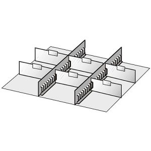 Schubladen-Unterteilungen, 2 Zwischenstege/6 Trennwände, 50mm, Stahlblech