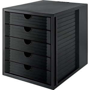Schubladenbox SYSTEMBOX KARMA, 5 geschlossene Schubladen, DIN A4, leichtlaufend, B 274 x T 330 x H 320 mm, schwarz