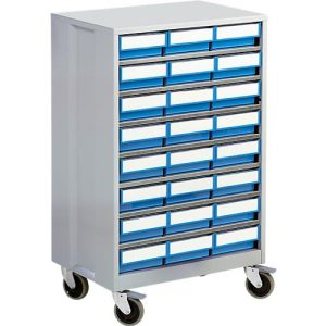 Schubladenregal, mit 24 Schubladen, blau
