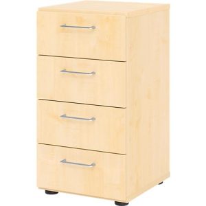 Schubladenschrank Breno, 4 Schübe, Metallgriffe, B 400 x T 420 x H 748 mm, Ahorn/Ahorn