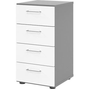 Schubladenschrank Breno, 4 Schübe, Metallgriffe, B 400 x T 420 x H 748 mm, graphit/weiß