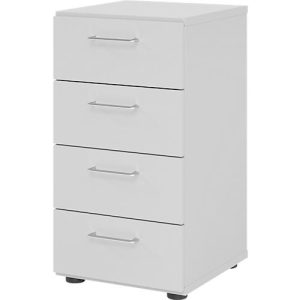 Schubladenschrank Breno, 4 Schübe, Metallgriffe, B 400 x T 420 x H 748 mm, lichtgrau/lichtgrau