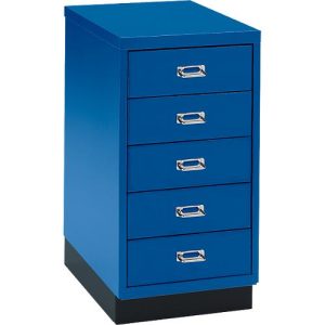Schubladenschrank DIN A4, mit 5 Schubladen, 675 mm hoch, enzianblau