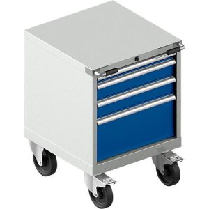 Schubladenschrank mit Rollen WSK 27-27, 4 Schübe, bis 200 kg, B 564 x T 572 x H 770 mm, lichtgrau/enzianblau