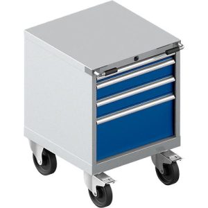 Schubladenschrank mit Rollen WSK 27-27, 4 Schübe, bis 200 kg, B 564 x T 572 x H 770 mm, weißaluminium/enzianblau