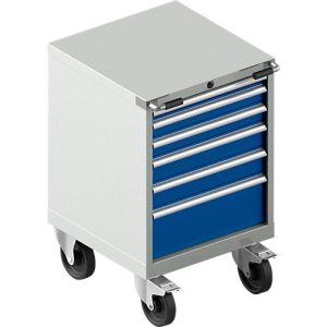 Schubladenschrank mit Rollen WSK 27-27, 6 Schübe, bis 200 kg, B 564 x T 572 x H 870 mm, lichtgrau/enzianblau