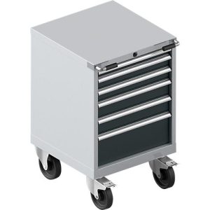 Schubladenschrank mit Rollen WSK 27-27, 6 Schübe, bis 200 kg, B 564 x T 572 x H 870 mm, weißaluminium/anthrazitgrau
