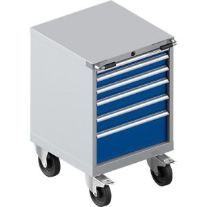 Schubladenschrank mit Rollen WSK 27-27, 6 Schübe, bis 200 kg, B 564 x T 572 x H 870 mm, weißaluminium/enzianblau
