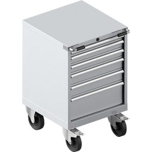 Schubladenschrank mit Rollen WSK 27-27, 6 Schübe, bis 200 kg, B 564 x T 572 x H 870 mm, weißaluminium/weißaluminium