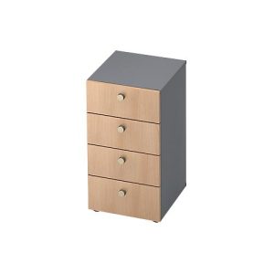 Schubladenschrank TOPAS LINE, 2 OH, B 400 mm, graphit/Eiche-Dekor
