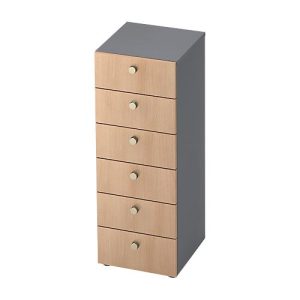 Schubladenschrank TOPAS LINE, 3 OH, B 400 mm, graphit/Eiche-Dekor