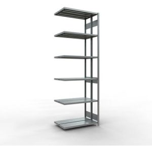 SCHULTE Lagertechnik Doppel-Anbauregal Stecksystem, MULTIPlus250, 3000x1000x(2×300) mm, 14 Böden, verzinkt