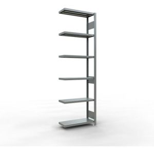 Schulte Lagertechnik Fachbodenregal-Stecksystem MULTIplus 250, Anbauregal, Längenriegel, 2500x750x300 mm, 6 Böden, verzinkt