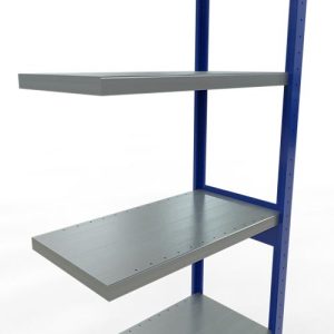 Schulte Lagertechnik Fachbodenregal-Stecksystem MULTIplus 250, Anbauregal, Längenriegel, 2500x750x400 mm, 6 Böden, enzianblau/verzinkt