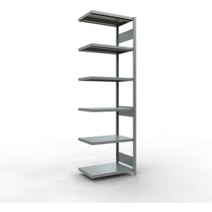 Schulte Lagertechnik Fachbodenregal-Stecksystem MULTIplus 250, Anbauregal, Längenriegel, 2500x750x500 mm, 6 Böden, verzinkt