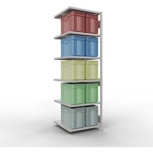 Schulte Lagertechnik Fachbodenregal-Stecksystem MULTIplus 250, Anbauregal, Längenriegel, 2500x750x800 mm, 6 Böden, lichtgrau