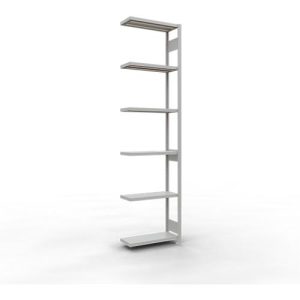 Schulte Lagertechnik Fachbodenregal-Stecksystem MULTIplus 250, Anbauregal, Längenriegel, 3000x750x300 mm, 7 Böden, lichtgrau