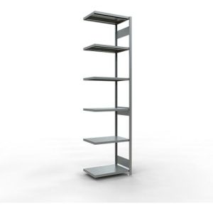 Schulte Lagertechnik Fachbodenregal-Stecksystem MULTIplus 250, Anbauregal, Längenriegel, 3000x750x500 mm, 7 Böden, verzinkt