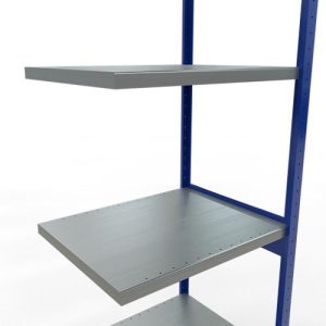 Schulte Lagertechnik Fachbodenregal-Stecksystem MULTIplus 250, Anbauregal, Längenriegel, 3000x750x600 mm, 7 Böden, enzianblau/verzinkt
