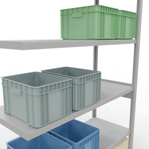 SCHULTE Lagertechnik Fachbodenregal - Stecksystem MULTIplus 250 Anbauregal mit Längenriegel - 2500x1300x500 mm, Typ 250 kg