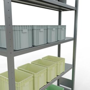 Schulte Lagertechnik Fachbodenregal-Stecksystem MULTIplus 250, Grundregal, Längenriegel, 2000x1300x300 mm, 5 Böden, verzinkt