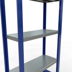 Schulte Lagertechnik Fachbodenregal-Stecksystem MULTIplus 250, Grundregal, Längenriegel, 2000x750x300 mm, 5 Böden, enzianblau/verzinkt